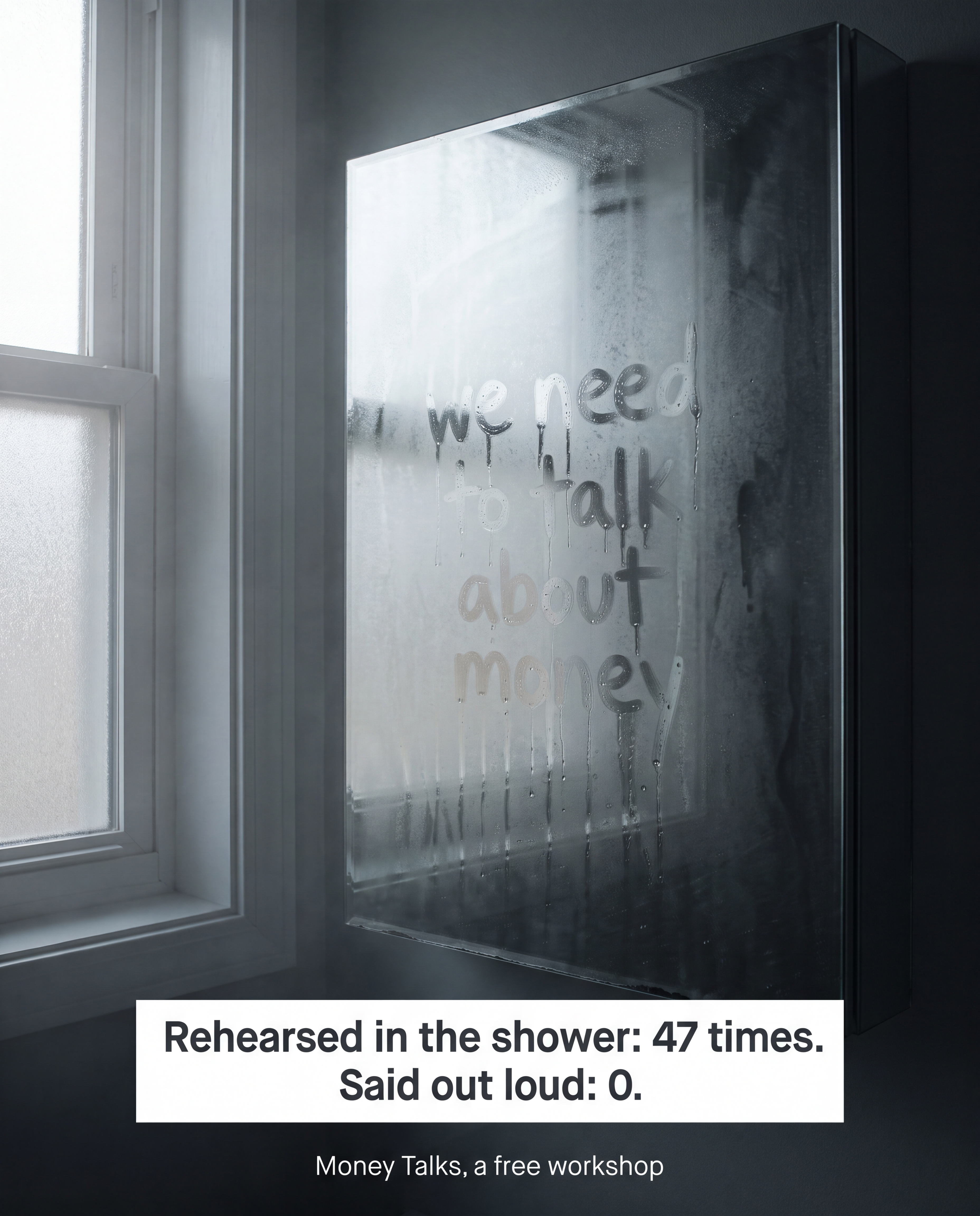 Static ad: message written on foggy mirror